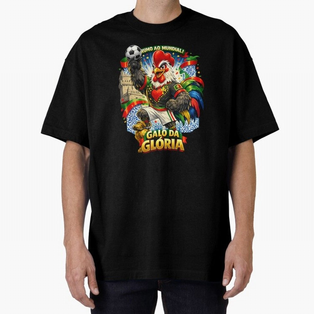 Portugal Rooster World Cup 2026 Fan Art Oversized T-Shirt Stand Proud for the FIFA World Cup 2026 USA Canada Mexico Journey through Haaland Highlights, France and Portugal Pride, Football Passion, Legendary Performances, Festival Vibes and
