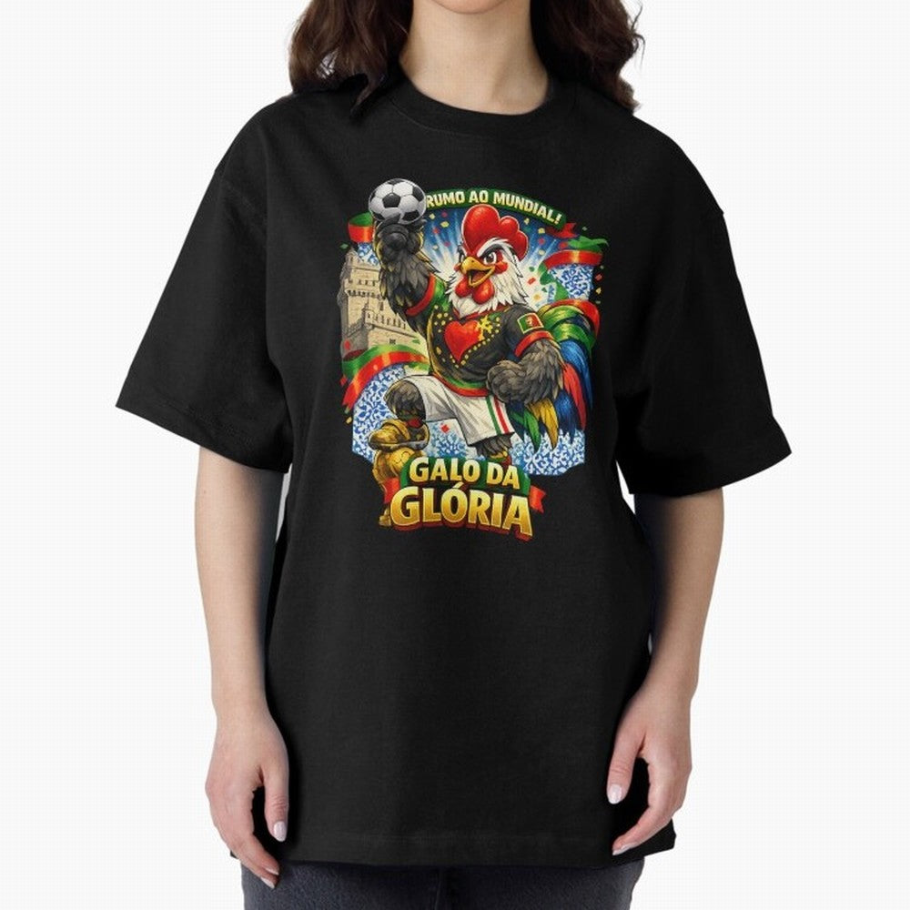 Portugal Rooster World Cup 2026 Fan Art Oversized T-Shirt Stand Proud for the FIFA World Cup 2026 USA Canada Mexico Journey through Haaland Highlights, France and Portugal Pride, Football Passion, Legendary Performances, Festival Vibes and