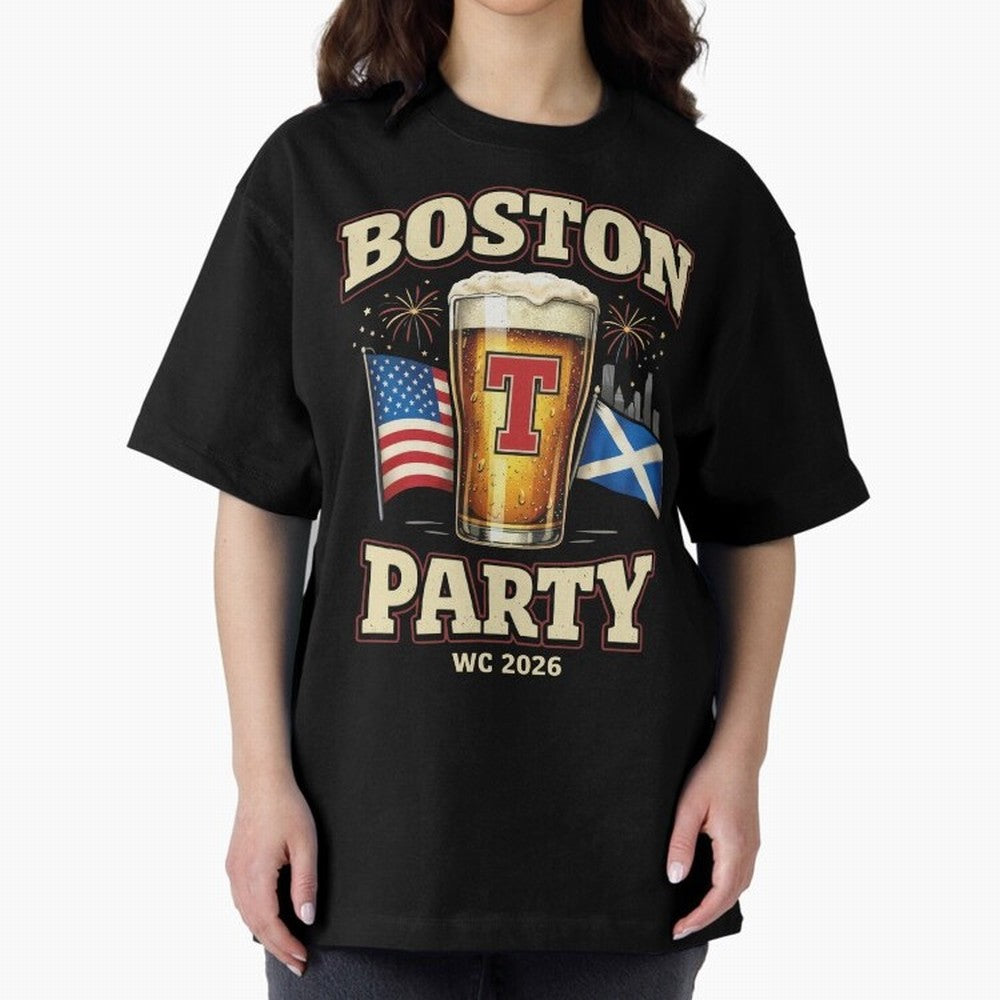 Boston T?Party Scotland Football WC 2026 Oversized T-Shirt Join Supporters Worldwide for FIFA World Cup 2026 Group Stage Spirit, Capturing Portugal, Spain and Germany, Messi and Cristiano Ronaldo, Stadium Chants, National Pride, Trophy Dreams and