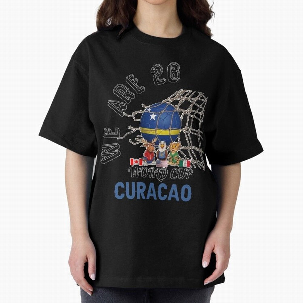 World cup 26 - Curacao Oversized T-Shirt Celebrate Supporters United by Global Football Passion for FIFA World Cup 2026 Group Stage, Highlighting Messi, CR7 and Mbappe, France and Portugal, Champion Mindset, Group Stage Buzz, Knockout Tension and