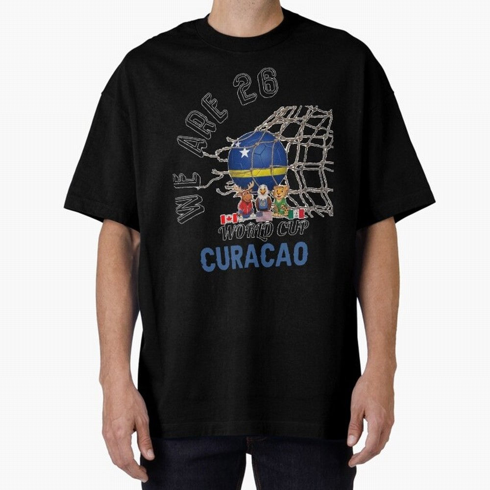 World cup 26 - Curacao Oversized T-Shirt Celebrate Supporters United by Global Football Passion for FIFA World Cup 2026 Group Stage, Highlighting Messi, CR7 and Mbappe, France and Portugal, Champion Mindset, Group Stage Buzz, Knockout Tension and