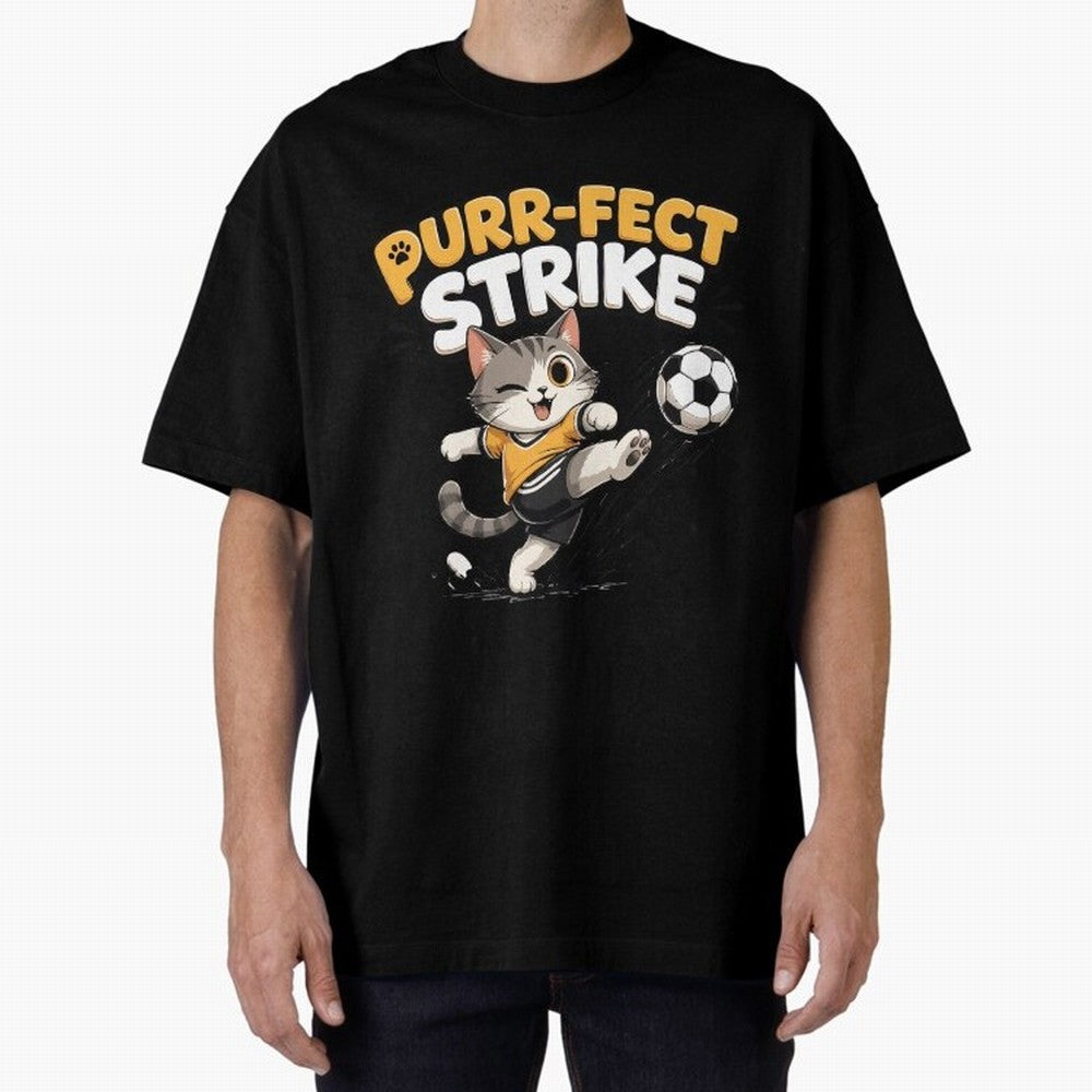 Purr-fect Strike Oversized T-Shirt Remember Iconic Moments from FIFA World Cup 2026 Spirit, Connected to Portugal, Mbappe, Football Passion, Legendary Performances, Festival Vibes and Supporter Community; Built for Supporters Chasing Trophy Dreams,