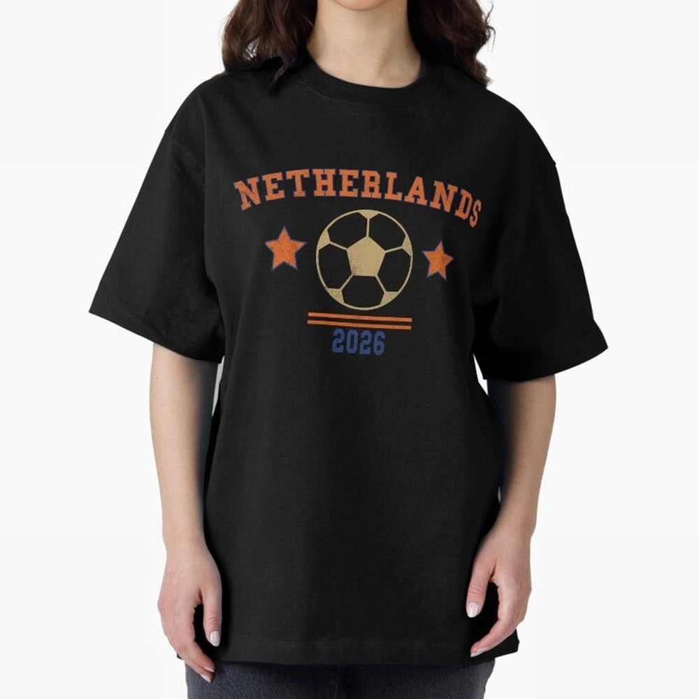Netherlands ¡ª Vintage Soccer Tee Oversized T-Shirt Celebrate Rivalries and Pride in the FIFA World Cup 2026 Journey through CR7 and Messi Highlights, Argentina, France and Brazil Pride, Retro Football Energy, Iconic Rivalries, Trophy Chase Drama