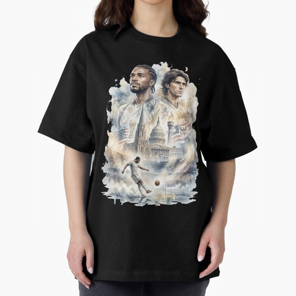 FIFA 2026 America Players Oversized T-Shirt Experience the FIFA World Cup 2026 Journey through Messi and Cristiano Ronaldo Highlights, Argentina and Brazil Pride, Goal Celebration Energy, Supporter Heritage, Football Icons and Worldwide Tournament
