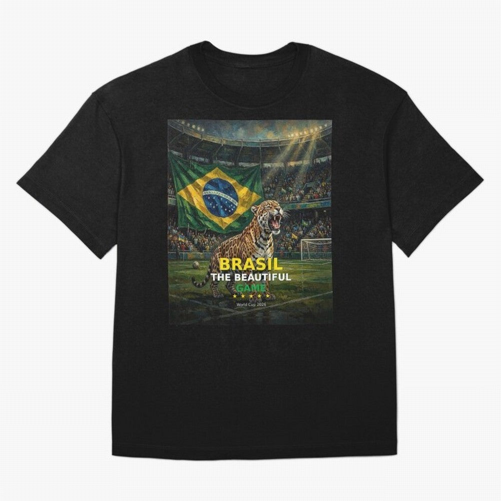 Brasil The Beautiful Game - World Cup 2026 Soccer Fan Tee Oversized T-Shirt Show Fan Pride Across FIFA World Cup 2026 Group Stage for Fans of Neymar, Haaland and Cristiano Ronaldo and Portugal, Spain and Germany, Bringing Football Festival