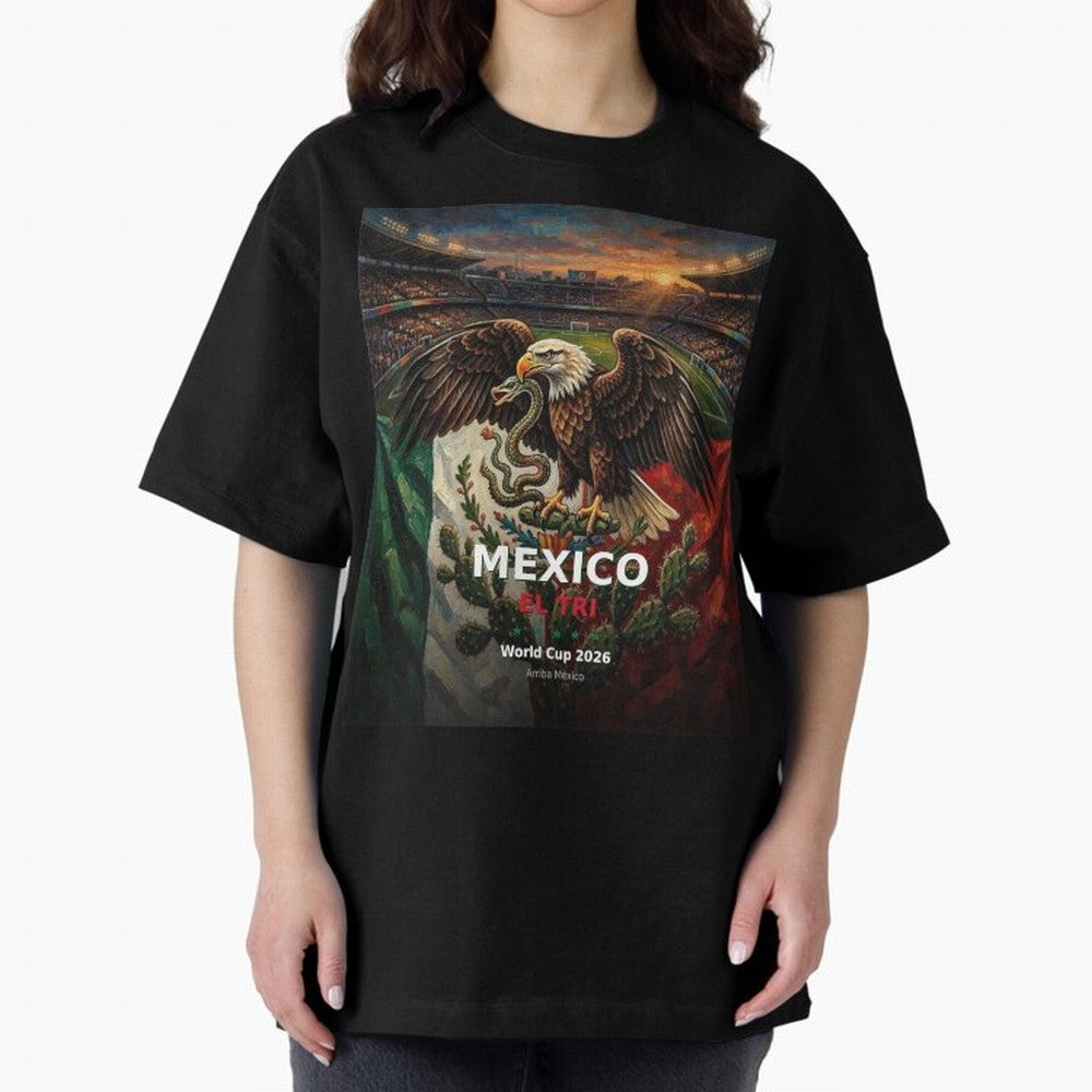 Mexico El Tri - World Cup 2026 Soccer Fan Tee Oversized T-Shirt Celebrate Fan Culture around the FIFA World Cup 2026 Group Stage Journey through Haaland and Mbappe Highlights, Brazil Pride, Football History, Final Match Energy, Crowd Noise and Once