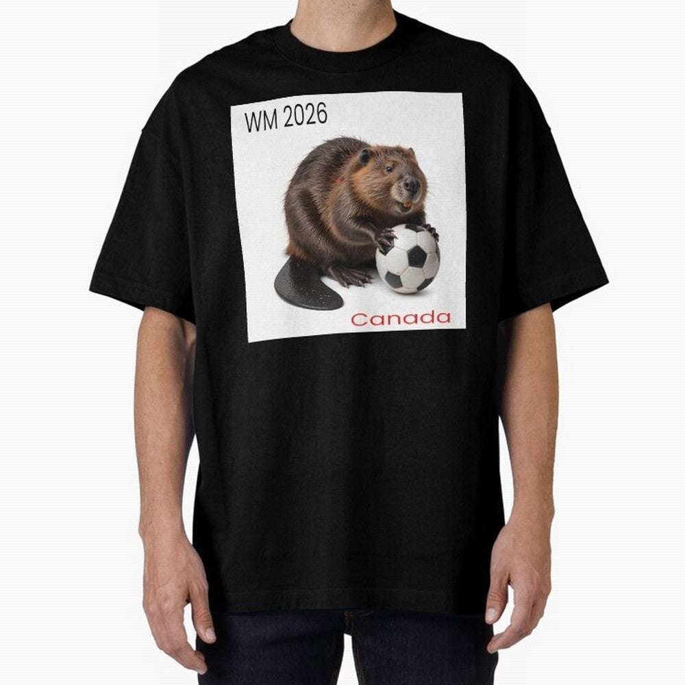 Canadian beaver invites you to World Cup 2026 in USA, Canada and Mexico Oversized T-Shirt Support the Legends of FIFA World Cup 2026 Driven by Messi, Neymar and Mbappe, Spain Energy, Classic Soccer Heritage, Championship Pressure, Fan Loyalty and