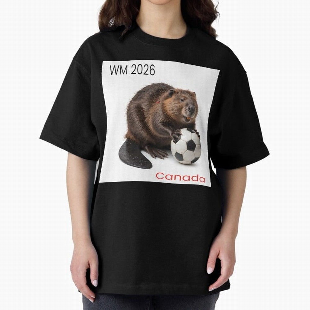 Canadian beaver invites you to World Cup 2026 in USA, Canada and Mexico Oversized T-Shirt Support the Legends of FIFA World Cup 2026 Driven by Messi, Neymar and Mbappe, Spain Energy, Classic Soccer Heritage, Championship Pressure, Fan Loyalty and