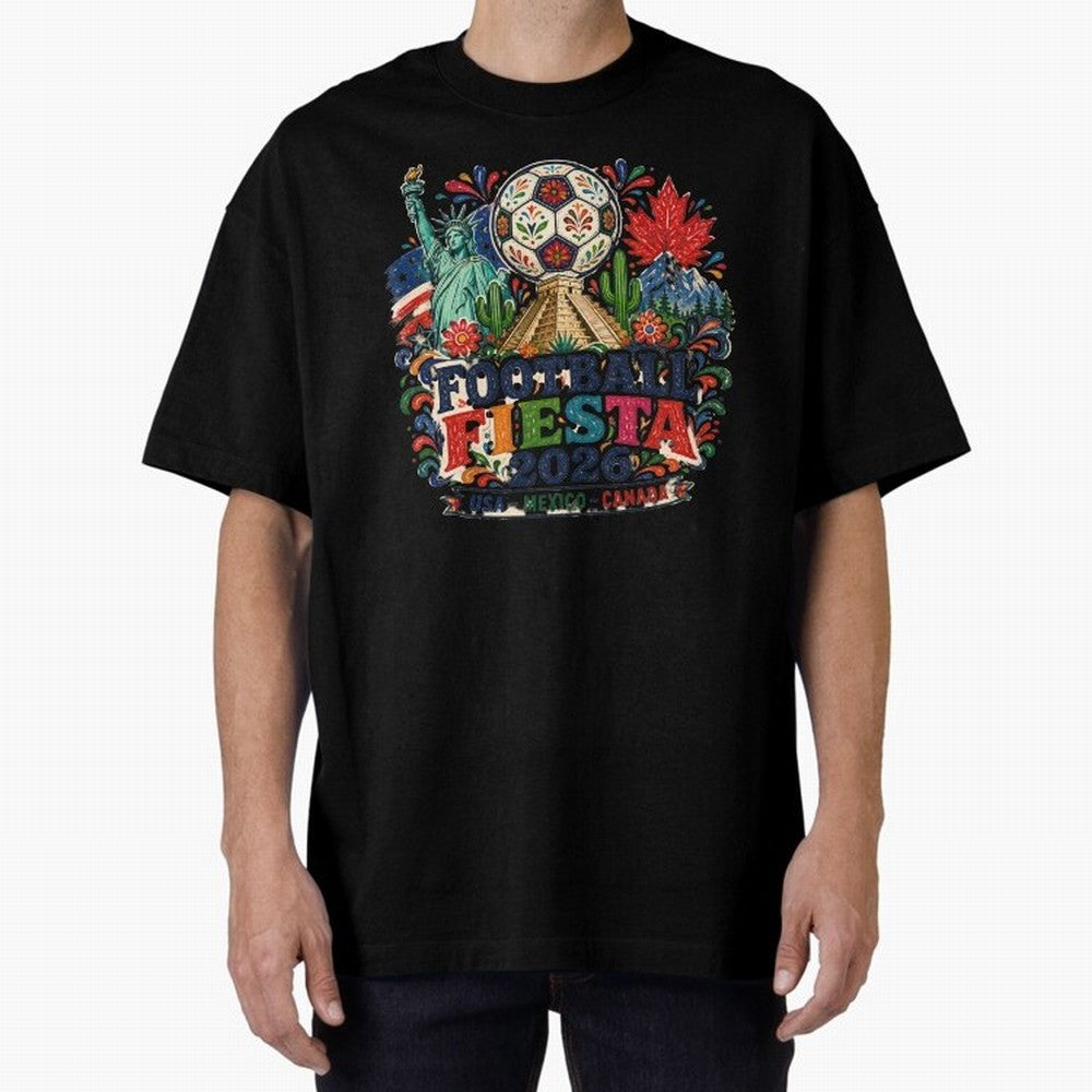 Football Fiesta 2026 Soccer Celebration Art Oversized T-Shirt Show Love for Legendary Goals in Global Football Passion for FIFA World Cup 2026 Group Stage, Connected to CR7 and Messi, France, Champion Mindset, Group Stage Buzz, Knockout Tension and