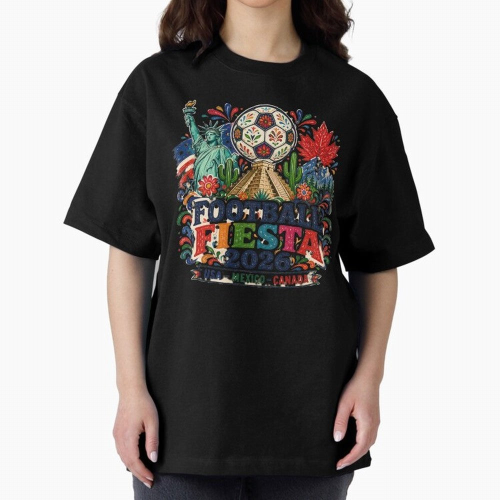 Football Fiesta 2026 Soccer Celebration Art Oversized T-Shirt Show Love for Legendary Goals in Global Football Passion for FIFA World Cup 2026 Group Stage, Connected to CR7 and Messi, France, Champion Mindset, Group Stage Buzz, Knockout Tension and
