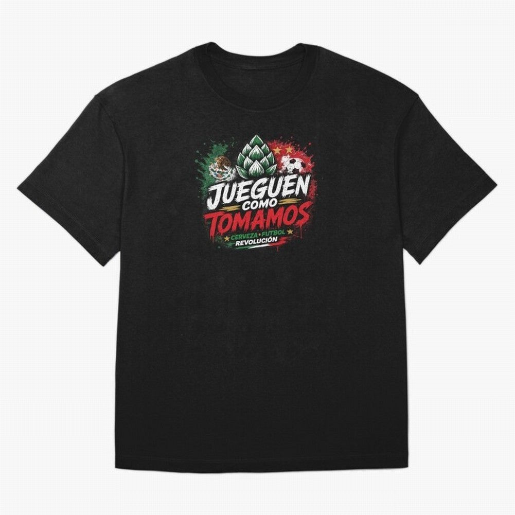 Jueguen Como Tomamos Futbol Cervecero Oversized T-Shirt Carry FIFA World Cup 2026 for Fans of Messi, CR7 and Mbappe and Germany, Bringing Sports Nostalgia, International Competition, Famous Players and Unforgettable Victories; Perfect for People