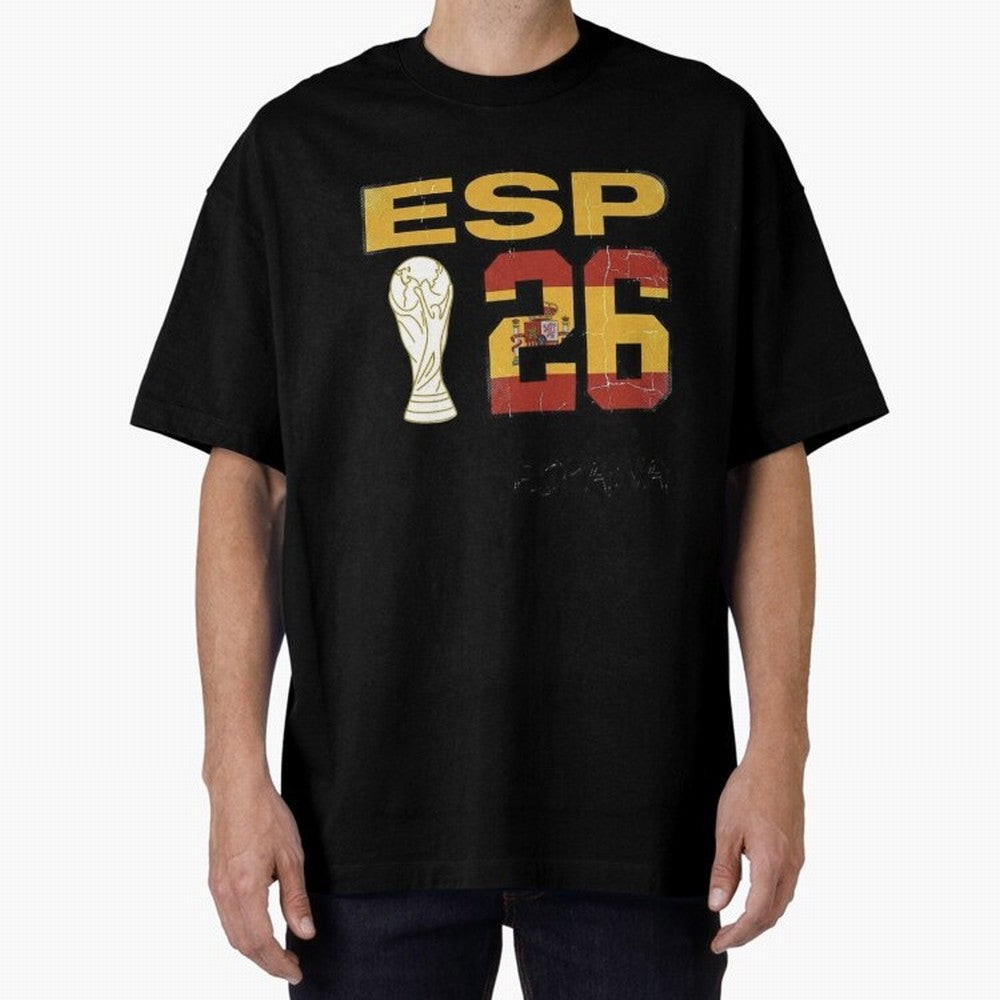 Spain Football World Cup 2026 - Vintage ESP 26 Flag Design Oversized T-Shirt Support Your Favorite Stars during FIFA World Cup 2026 USA Canada Mexico Spirit, Capturing Argentina, France and Brazil, CR7 and Messi, Champion Mindset, Group Stage Buzz,