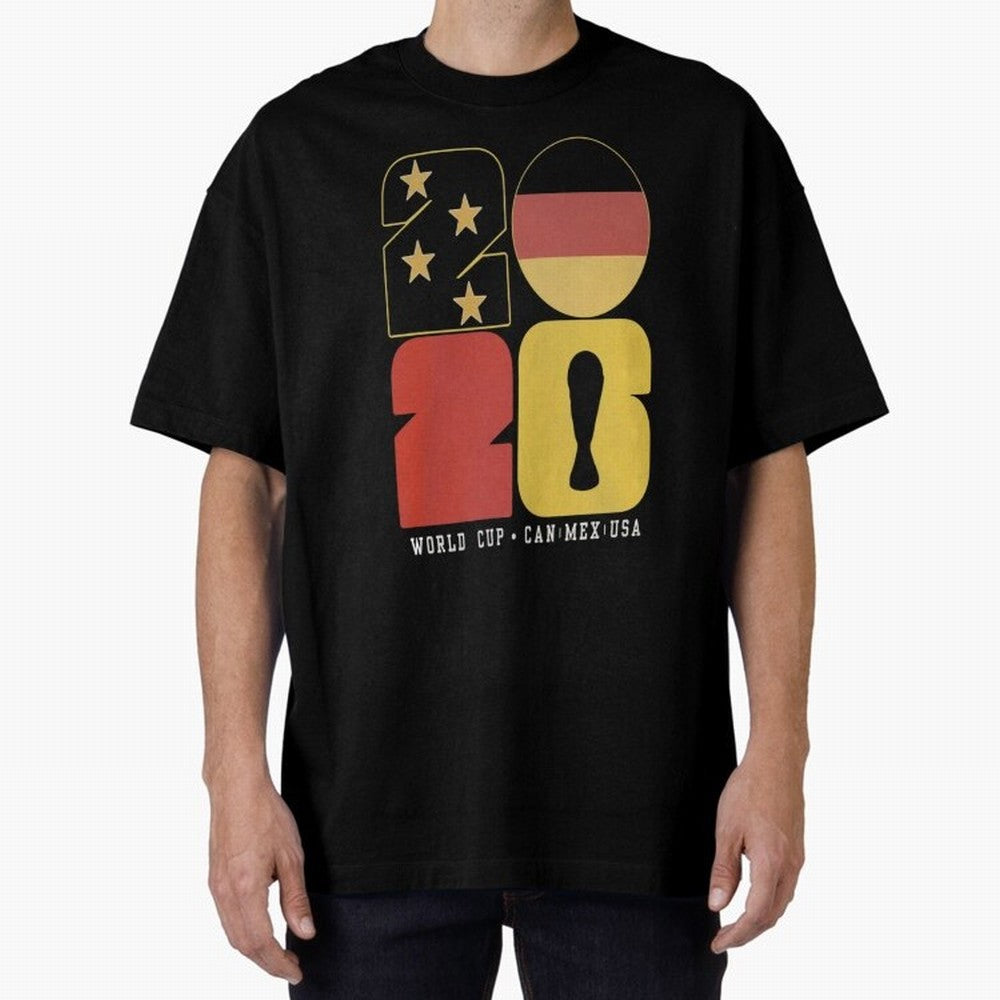 Germany Football World Cup 2026 - Die Mannschaft Retro Typography Oversized T-Shirt Show Your Tournament Heart for FIFA World Cup 2026 for Fans of Messi and Cristiano Ronaldo and Brazil, Bringing Match Day Excitement, Supporter Culture, Golden