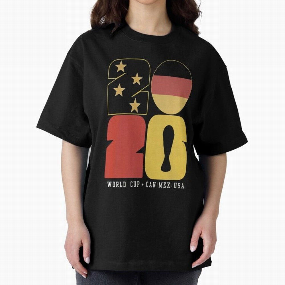 Germany Football World Cup 2026 - Die Mannschaft Retro Typography Oversized T-Shirt Show Your Tournament Heart for FIFA World Cup 2026 for Fans of Messi and Cristiano Ronaldo and Brazil, Bringing Match Day Excitement, Supporter Culture, Golden