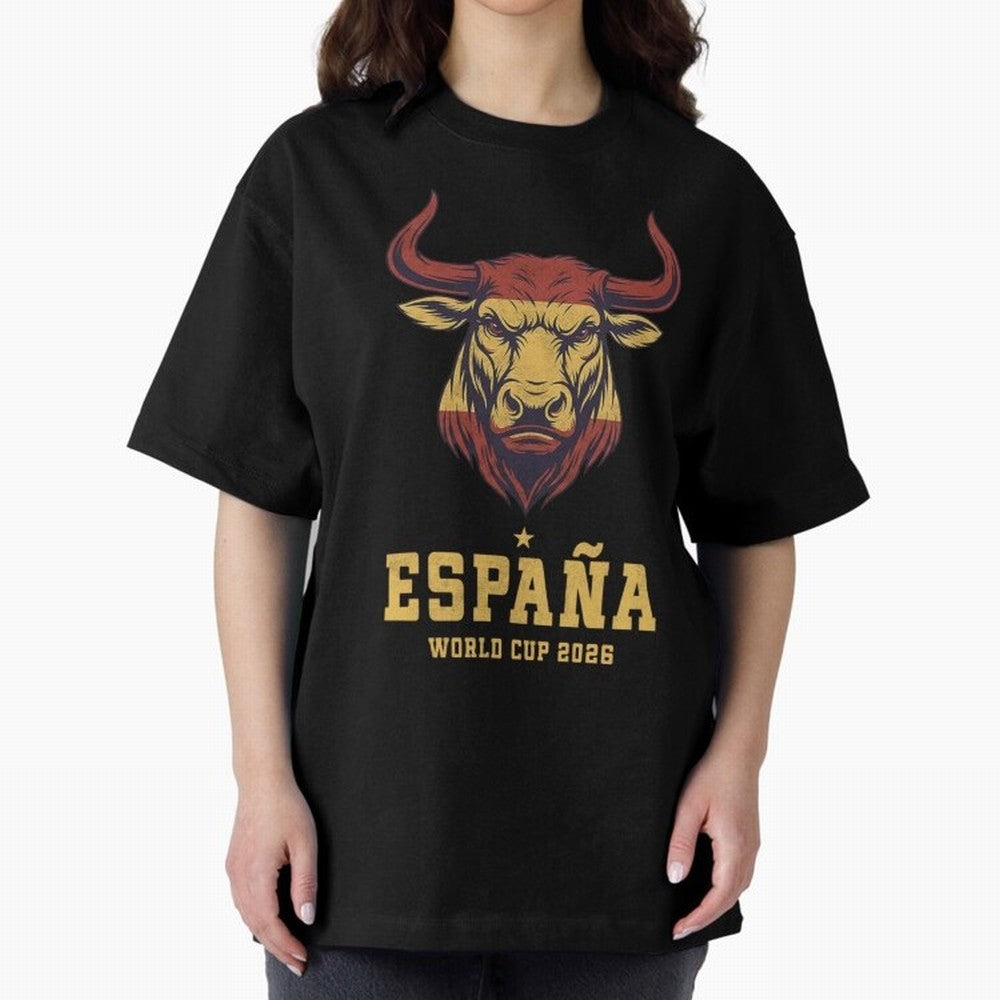 Spain Football World Cup 2026 - Vintage Spanish Bull Espa?a Oversized T-Shirt Keep Football History Alive during Global Football Passion for FIFA World Cup 2026 Group Stage, Built around Messi, CR7 and Mbappe, Argentina, France and Brazil, Global