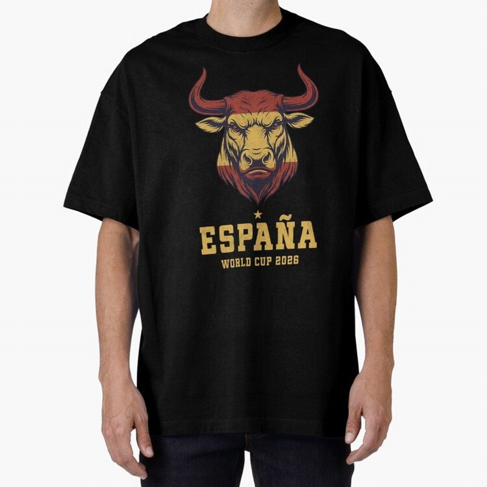 Spain Football World Cup 2026 - Vintage Spanish Bull Espa?a Oversized T-Shirt Keep Football History Alive during Global Football Passion for FIFA World Cup 2026 Group Stage, Built around Messi, CR7 and Mbappe, Argentina, France and Brazil, Global