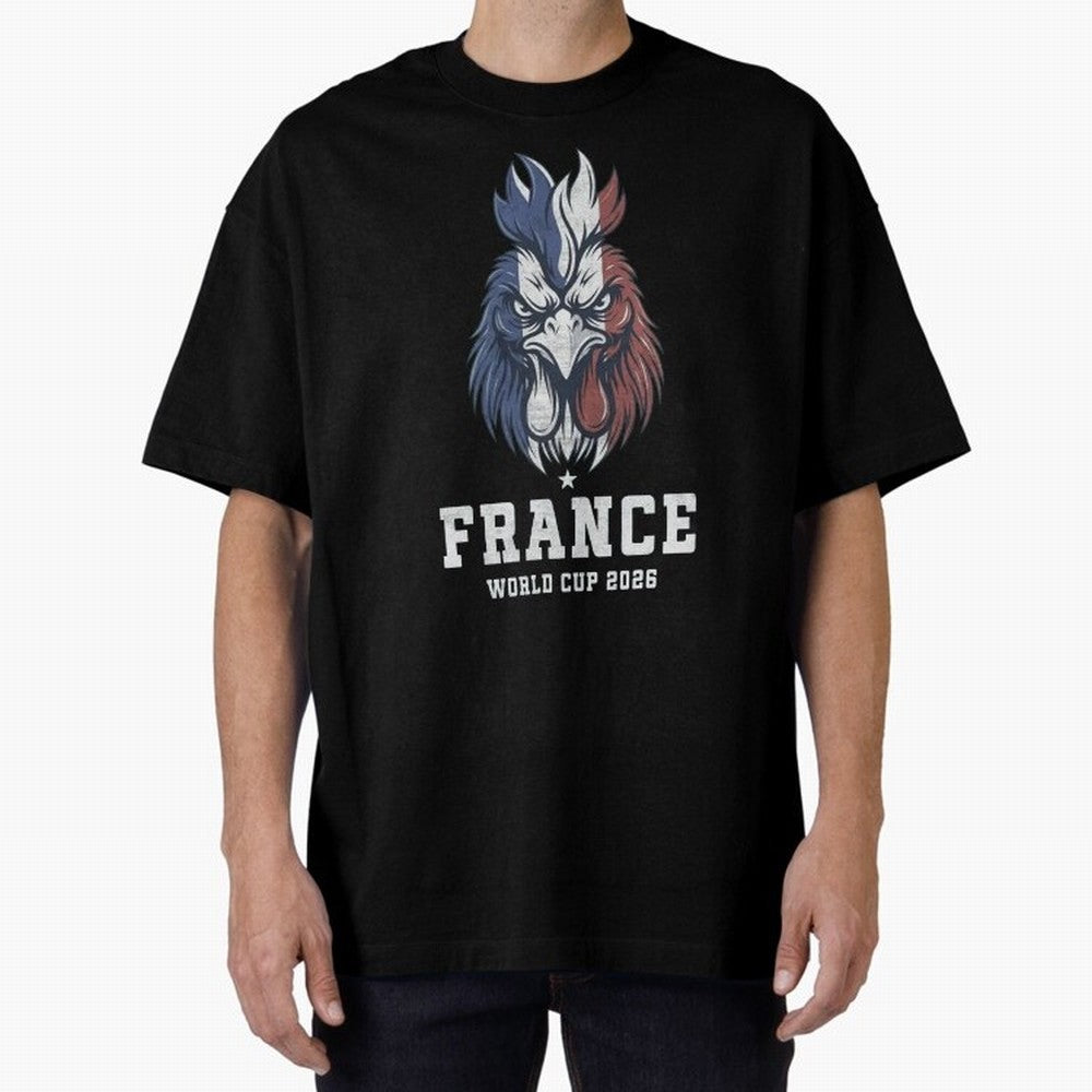 France Football World Cup 2026 Rooster Mascot Art Oversized T-Shirt Relive Legendary Nights from FIFA World Cup 2026 for Fans of Haaland and Mbappe and Argentina, France and Brazil, Bringing Championship Spirit, Famous Goals, Roaring Crowds and