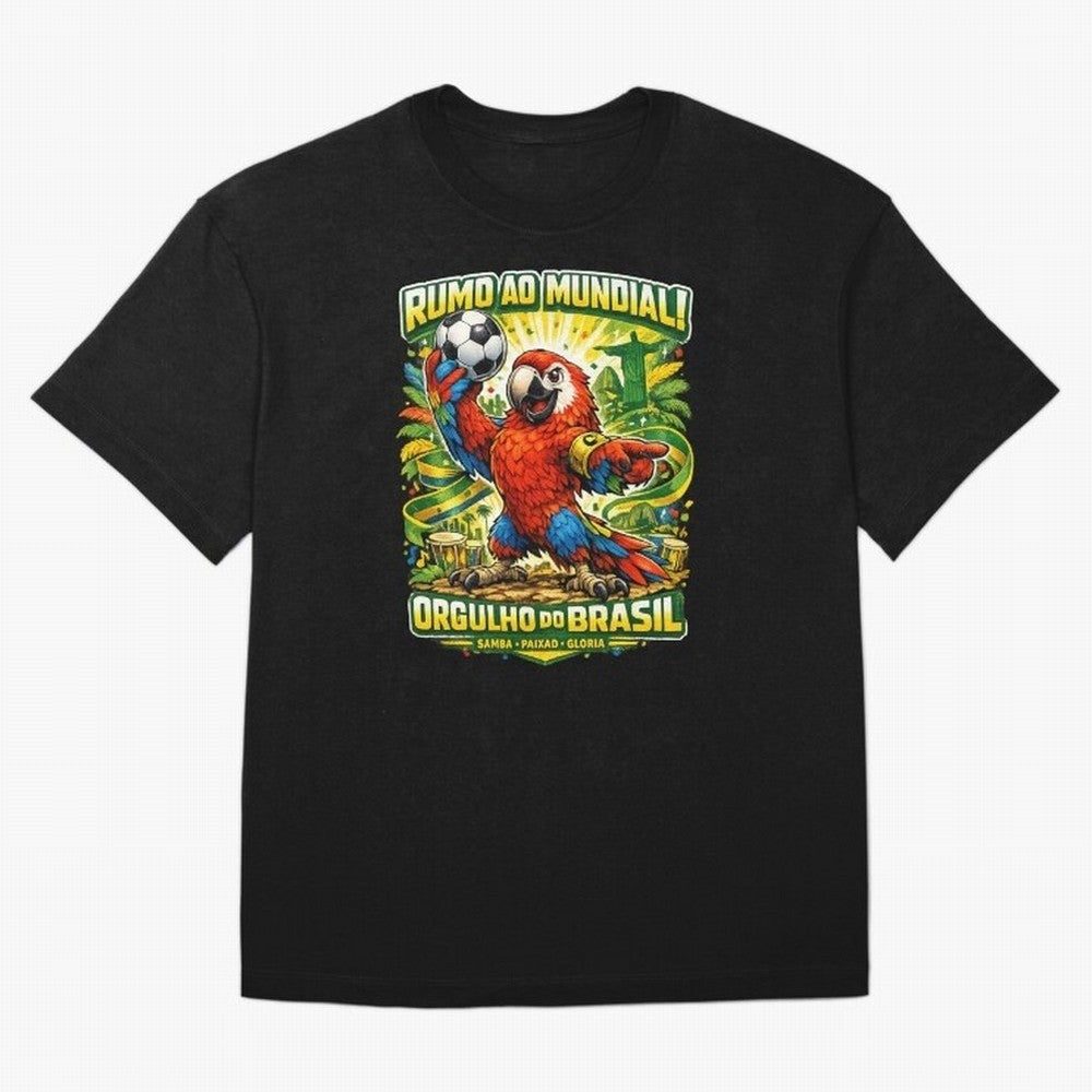 Brazil World Cup 2026 Macaw Fan Art Oversized T-Shirt Celebrate National Team Dreams in FIFA World Cup 2026 Group Stage Spirit, Made for Portugal, Spain and Germany, Messi and Cristiano Ronaldo, Championship Spirit, Famous Goals, Roaring Crowds and
