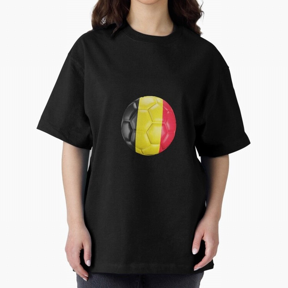 Belgium Football Ball Oversized T-Shirt Bring Supporter Culture to the FIFA World Cup 2026 USA Canada Mexico Journey through Messi Highlights, Spain Pride, Soccer Culture, Superstar Moments, National Team Dreams and Competitive Fire; Great for