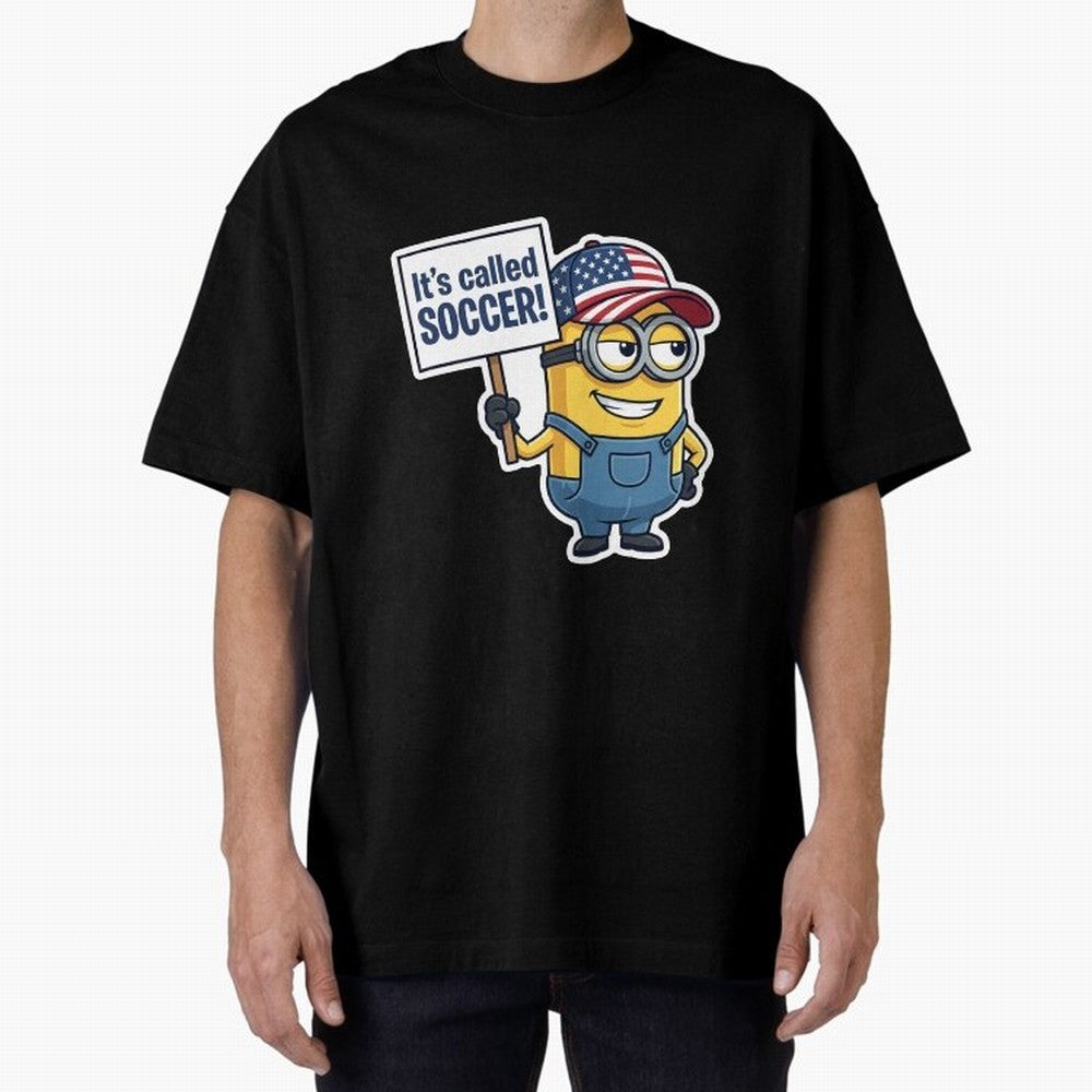 It's Called Soccer! - Funny US Football Meme (Soccer v Football) v1 Oversized T-Shirt Carry the Colors and Pride of Global Football Passion for FIFA World Cup 2026 Group Stage, Centered on Messi, CR7 and Mbappe, Argentina, Vintage Soccer Flavor,