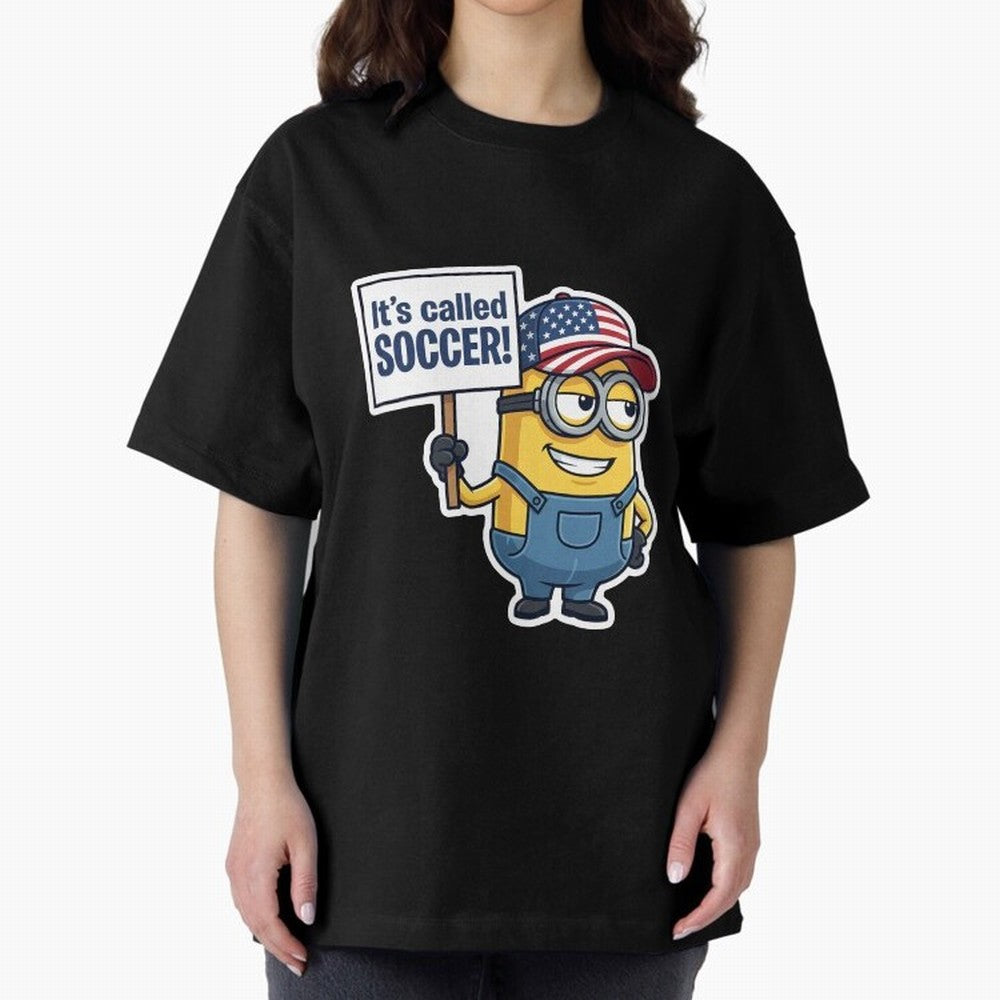 It's Called Soccer! - Funny US Football Meme (Soccer v Football) v1 Oversized T-Shirt Carry the Colors and Pride of Global Football Passion for FIFA World Cup 2026 Group Stage, Centered on Messi, CR7 and Mbappe, Argentina, Vintage Soccer Flavor,