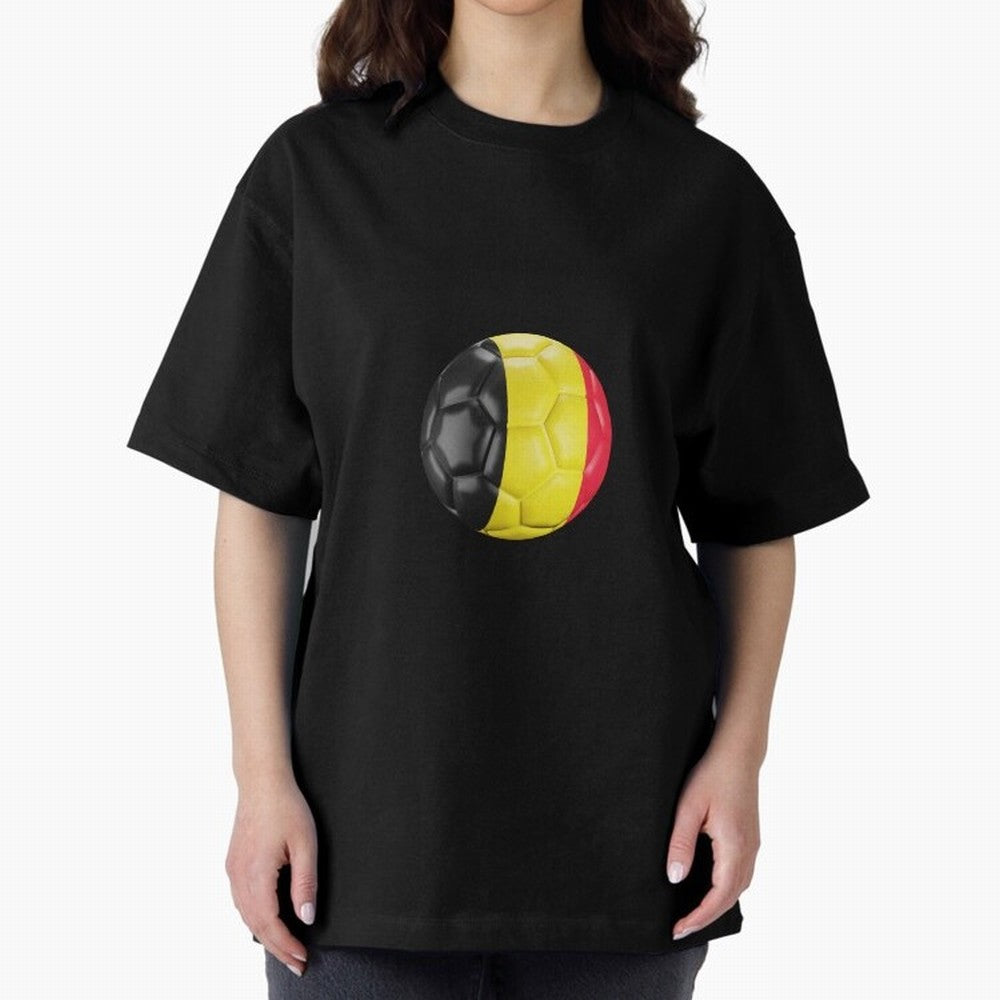 Belgium Football Oversized T-Shirt Honor the Beautiful Game during FIFA World Cup 2026 for Fans of Messi and England, France and Netherlands, Bringing Sports Nostalgia, International Competition, Famous Players and Unforgettable Victories; Made for