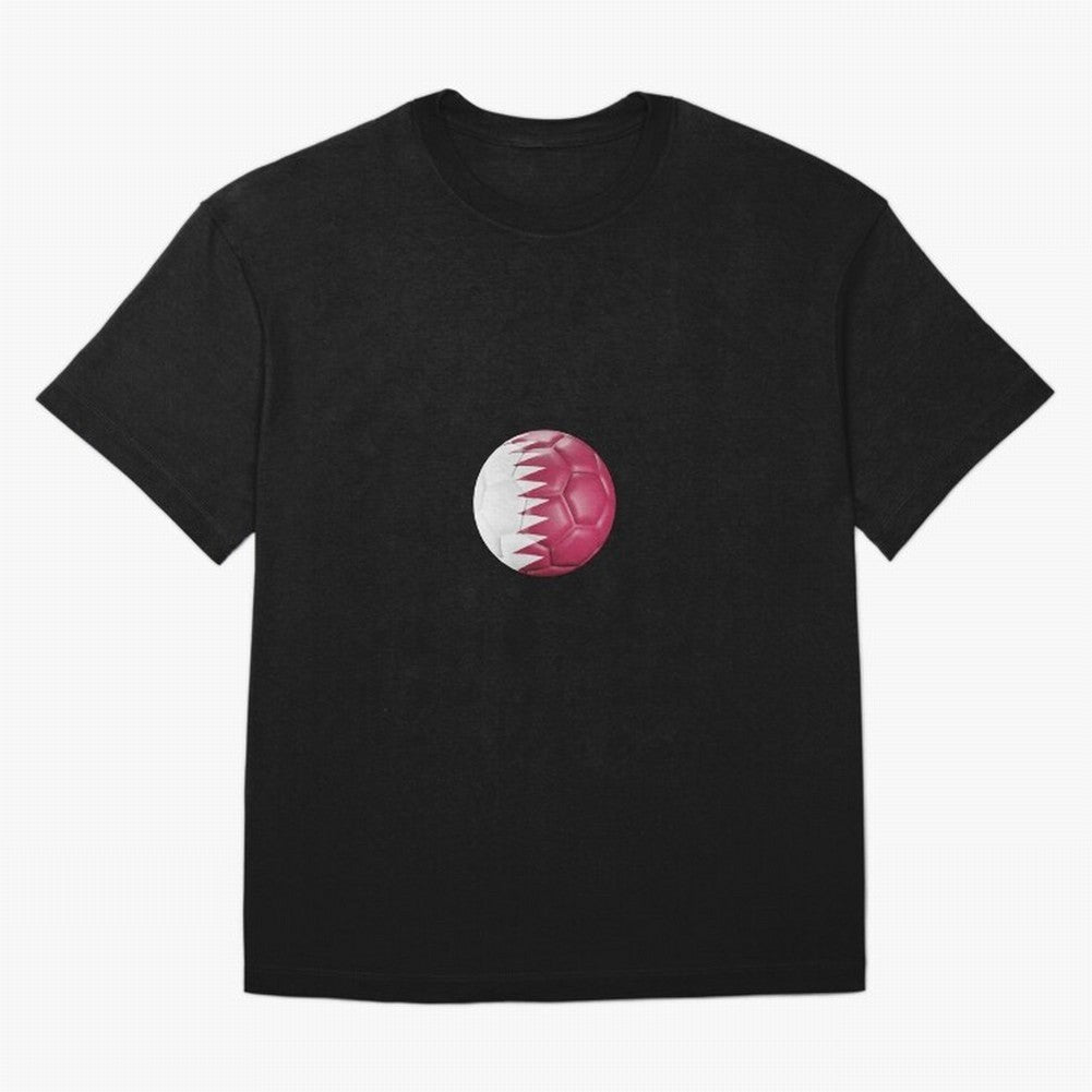 Qatar Flag Ball Oversized T-Shirt Relive Global Football Passion for FIFA World Cup 2026 USA Canada Mexico, Centered on Neymar, Haaland and Cristiano Ronaldo, Argentina, France and Brazil, Retro Football Energy, Iconic Rivalries, Trophy Chase Drama