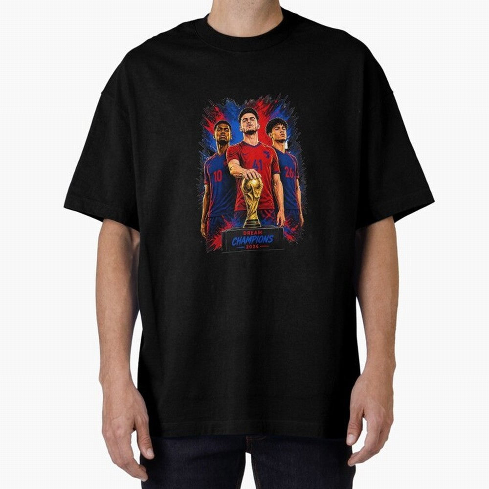 Dream Champions 2026 Football Streetwear Design | Trophy Graphic Tee Oversized T-Shirt Stand Out with Spirit from FIFA World Cup 2026 Group Stage Spirit, Centered on Brazil, Portugal and Argentina, Neymar, Soccer Culture, Superstar Moments,