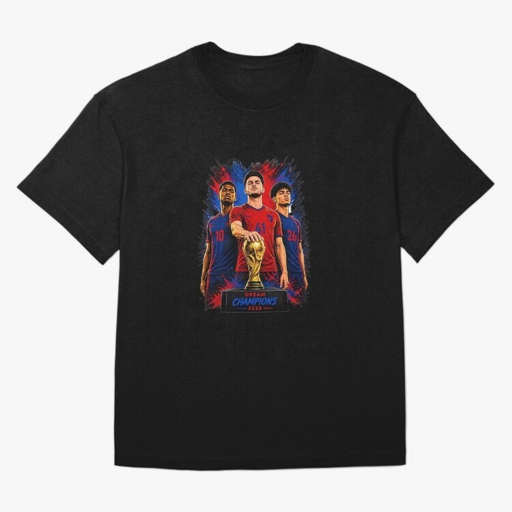 Dream Champions 2026 Football Streetwear Design | Trophy Graphic Tee Oversized T-Shirt Stand Out with Spirit from FIFA World Cup 2026 Group Stage Spirit, Centered on Brazil, Portugal and Argentina, Neymar, Soccer Culture, Superstar Moments,