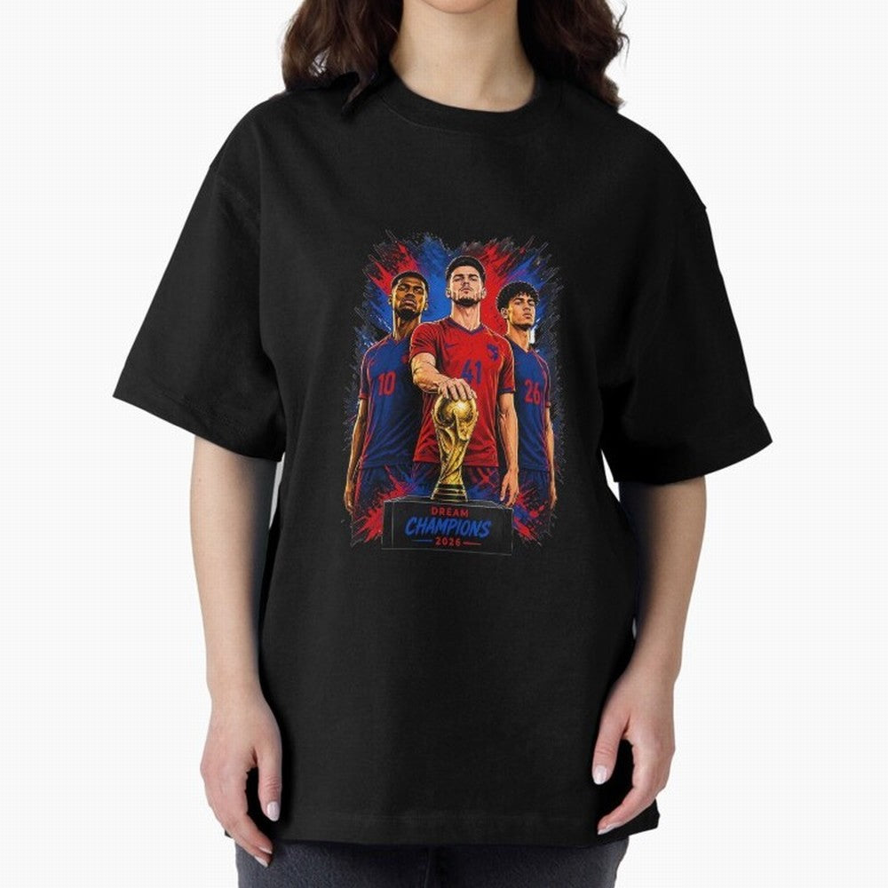Dream Champions 2026 Football Streetwear Design | Trophy Graphic Tee Oversized T-Shirt Stand Out with Spirit from FIFA World Cup 2026 Group Stage Spirit, Centered on Brazil, Portugal and Argentina, Neymar, Soccer Culture, Superstar Moments,