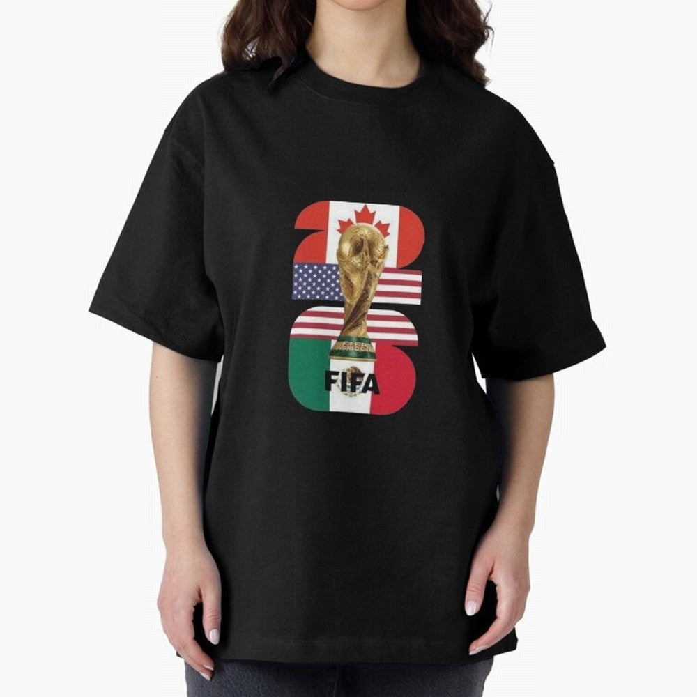 Three Nations Host Trophy Vertical Oversized T-Shirt Represent Fans Who Live for the FIFA World Cup 2026 USA Canada Mexico Journey through Haaland Highlights, Netherlands Pride, Global Supporter Spirit, Legendary Goals, National Colors and