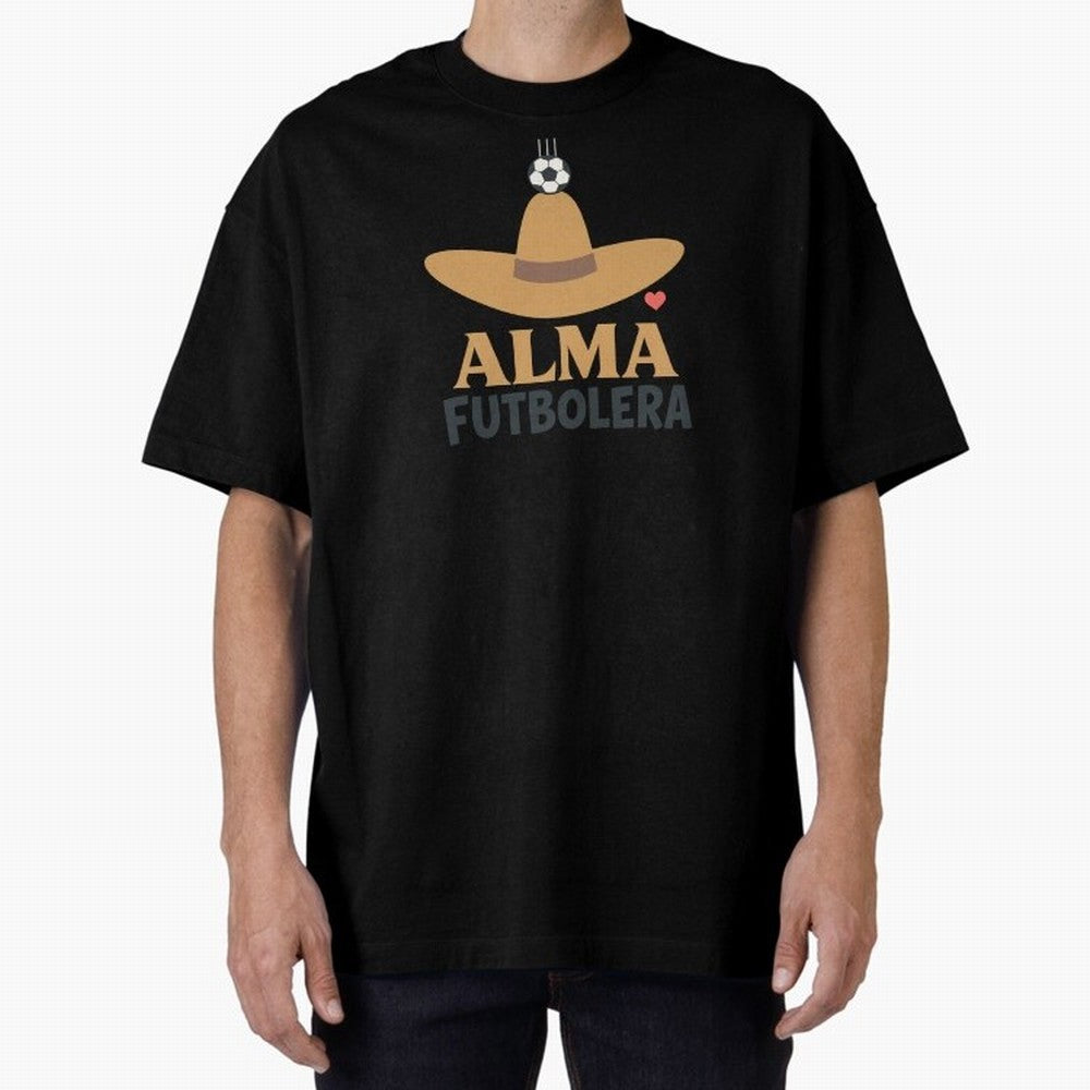 Alma Futbolera Oversized T-Shirt Honor Champions and Dreams in Global Football Passion for FIFA World Cup 2026, Centered on Haaland and Mbappe, Brazil, Championship Spirit, Famous Goals, Roaring Crowds and International Football Unity; Great for