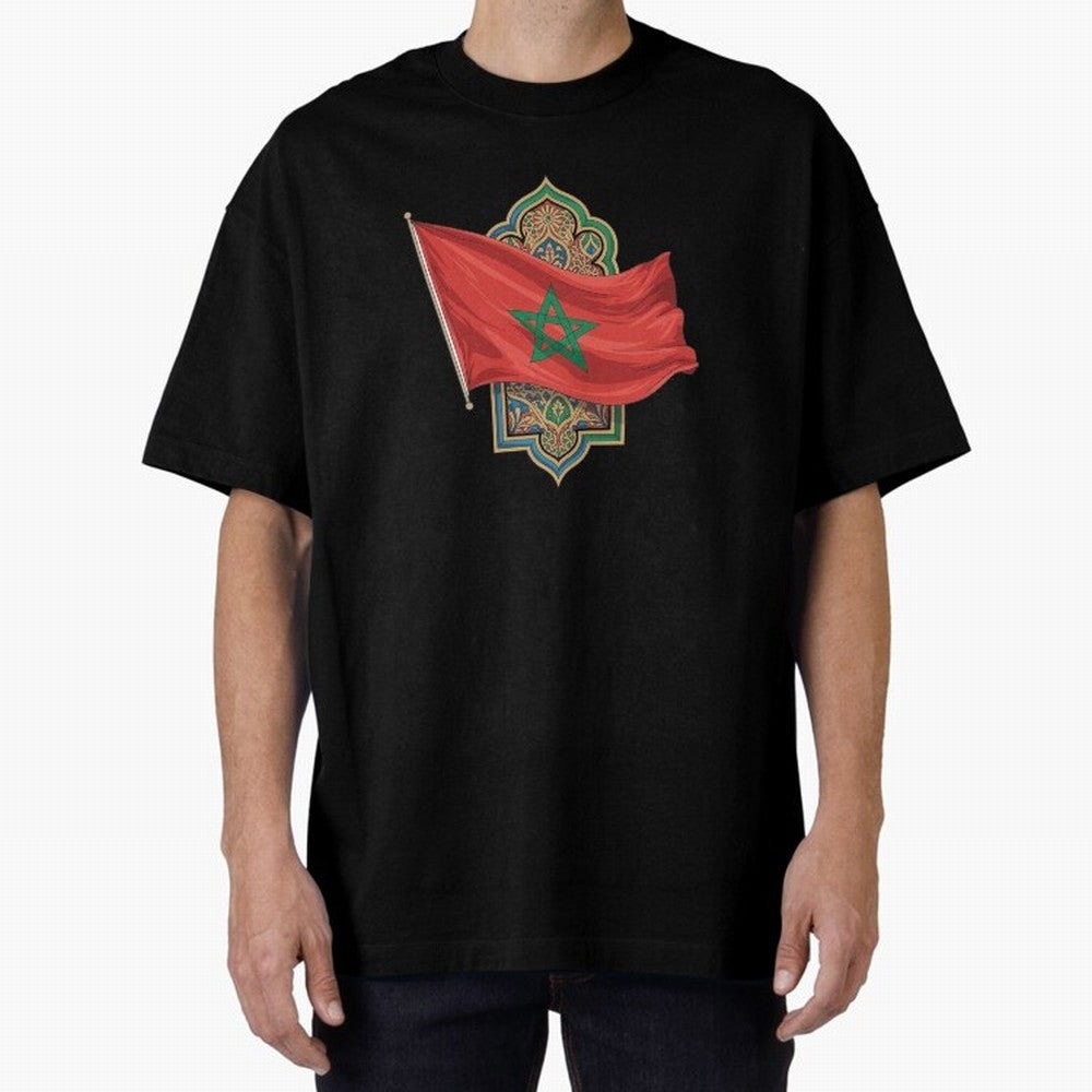 Morocco Flag Heritage World Cup 2026 Oversized T-Shirt Live the Energy of FIFA World Cup 2026 Spirit, with Argentina and Brazil, Messi, CR7 and Mbappe, Sports Nostalgia, International Competition, Famous Players and Unforgettable Victories; Ideal