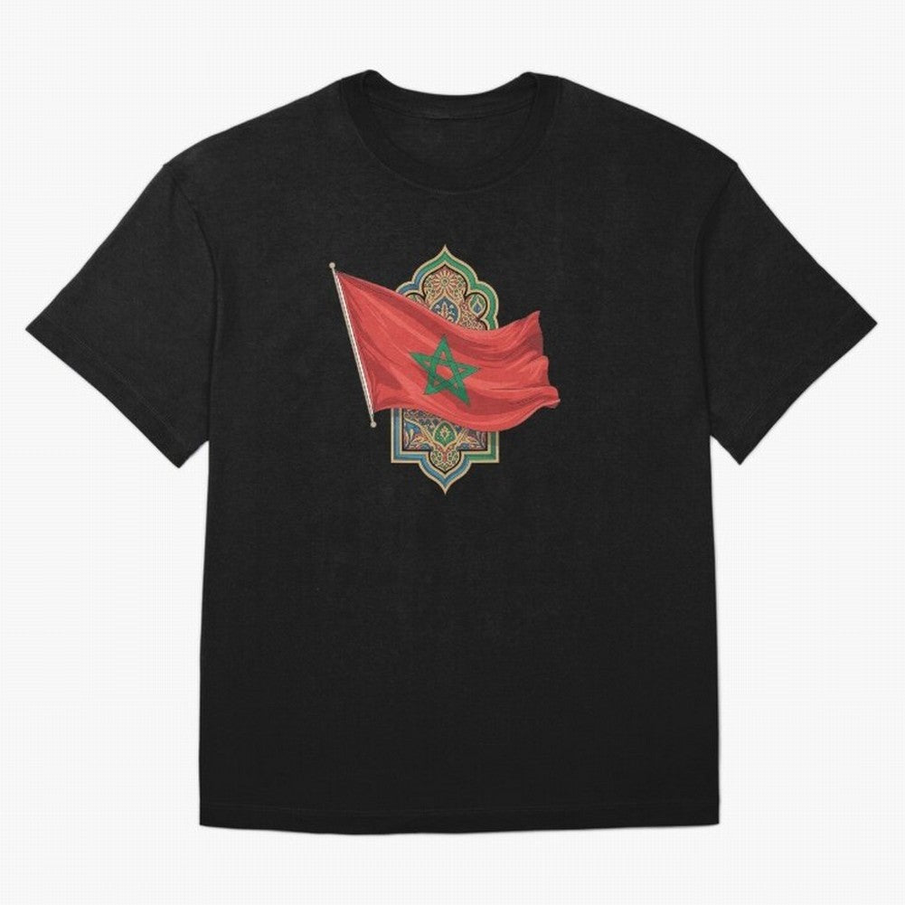 Morocco Flag Heritage World Cup 2026 Oversized T-Shirt Live the Energy of FIFA World Cup 2026 Spirit, with Argentina and Brazil, Messi, CR7 and Mbappe, Sports Nostalgia, International Competition, Famous Players and Unforgettable Victories; Ideal