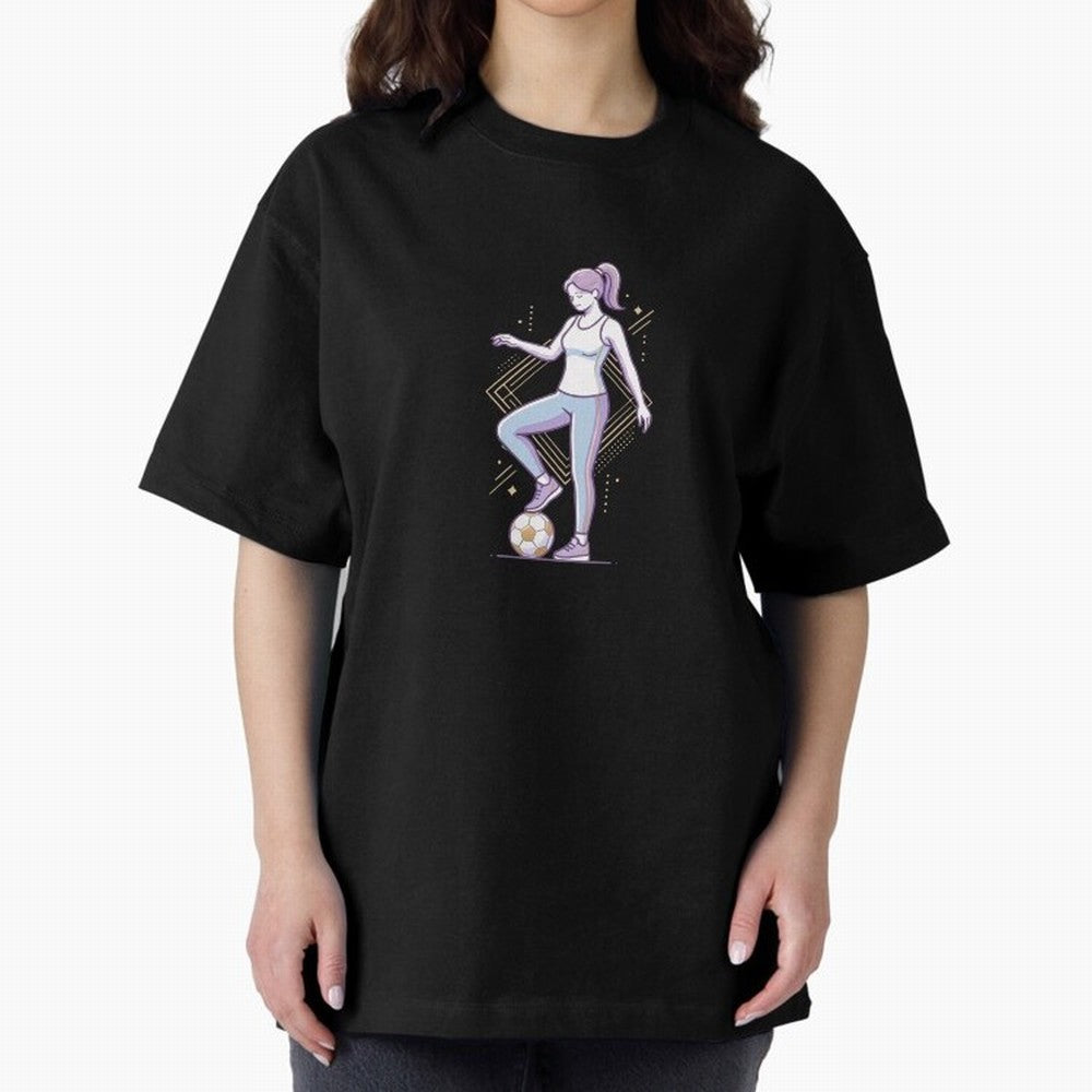 Female Soccer Player Athlete Line Art Oversized T-Shirt Carry the Dream of FIFA World Cup 2026 Group Stage Capturing Neymar, Brazil Energy, Worldwide Fan Energy, Dramatic Goals, Stadium Lights and Championship Celebrations; Built for Supporters