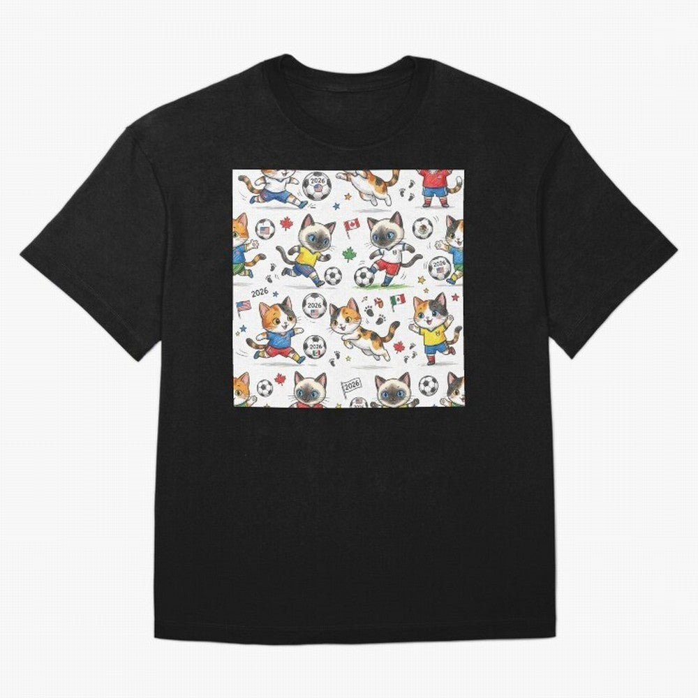 Chibi Soccer Cats 2026 - Cute Football Kittens Pattern Oversized T-Shirt Feel Match Day Hype around FIFA World Cup 2026 Group Stage, Cristiano Ronaldo, Haaland and CR7, England, France and Netherlands, Football Passion, Legendary Performances,
