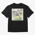 Dynamic Soccer Power Kick - Blue & White Jersey Style Oversized T-Shirt Bring Trophy Dreams to the FIFA World Cup 2026 USA Canada Mexico Journey through Messi, CR7 and Mbappe Highlights, Brazil Pride, Vintage Soccer Flavor, Modern Football Stars,