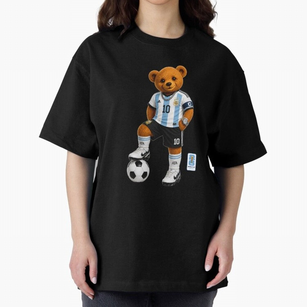 Argentina Soccer Bear World Cup Teddy Bear Oversized T-Shirt Bring World Football Passion into FIFA World Cup 2026 USA Canada Mexico for Fans of Neymar and Netherlands, Bringing Sports Nostalgia, International Competition, Famous Players and