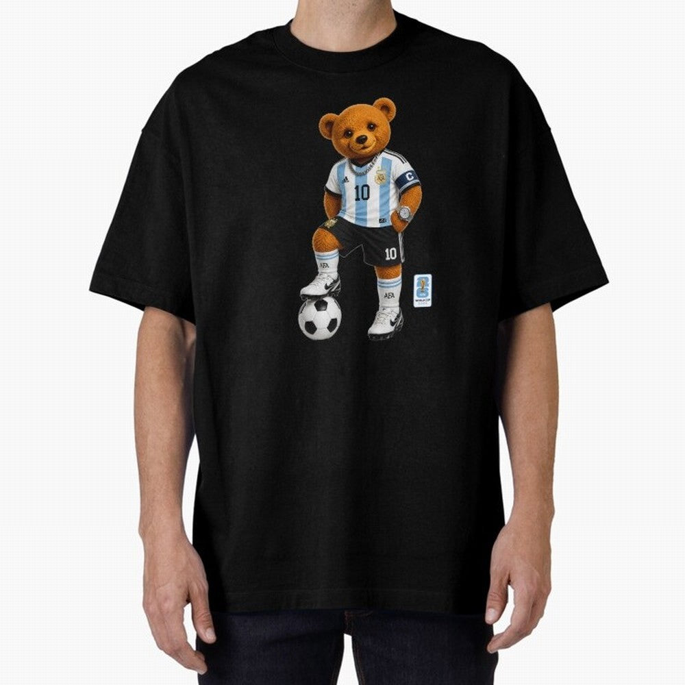Argentina Soccer Bear World Cup Teddy Bear Oversized T-Shirt Bring World Football Passion into FIFA World Cup 2026 USA Canada Mexico for Fans of Neymar and Netherlands, Bringing Sports Nostalgia, International Competition, Famous Players and