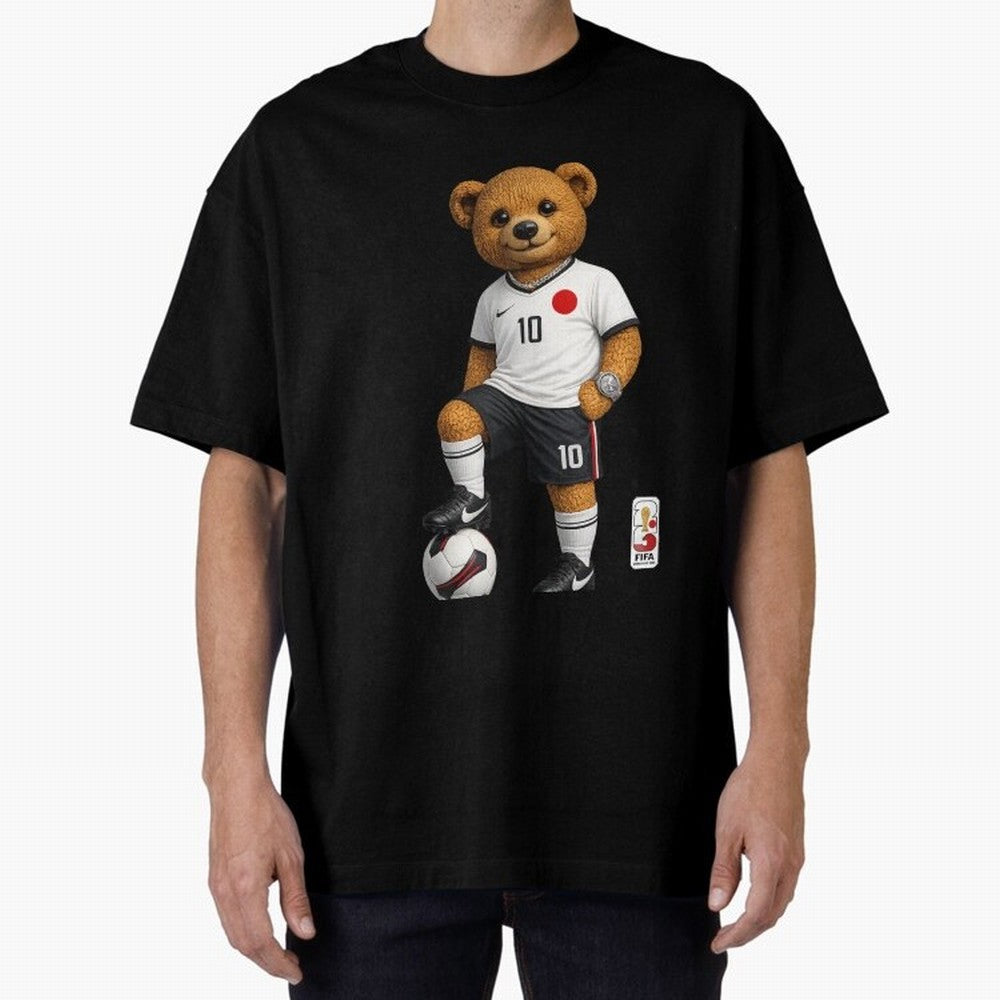Japan Soccer Bear World Cup Teddy Bear Oversized T-Shirt Celebrate Fan Favorites in FIFA World Cup 2026 USA Canada Mexico for Fans of Cristiano Ronaldo, Haaland and CR7 and England, Bringing Champion Mindset, Group Stage Buzz, Knockout Tension and