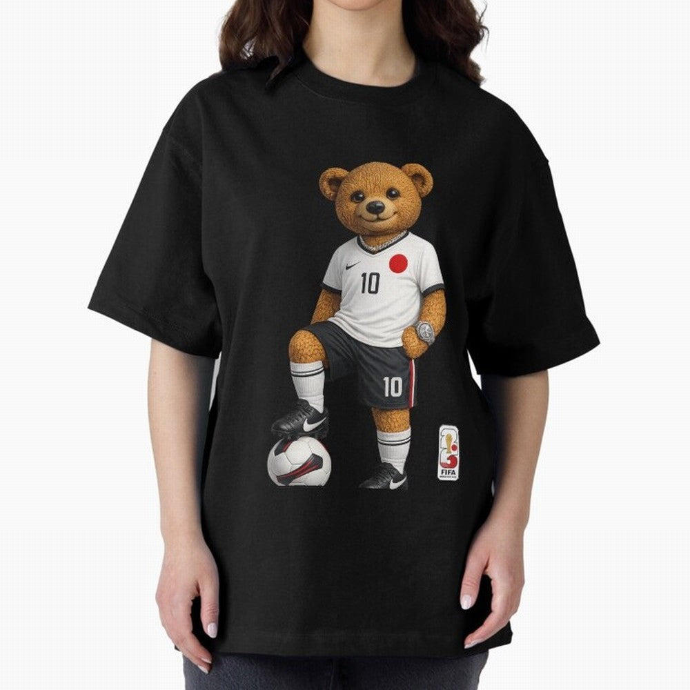 Japan Soccer Bear World Cup Teddy Bear Oversized T-Shirt Celebrate Fan Favorites in FIFA World Cup 2026 USA Canada Mexico for Fans of Cristiano Ronaldo, Haaland and CR7 and England, Bringing Champion Mindset, Group Stage Buzz, Knockout Tension and
