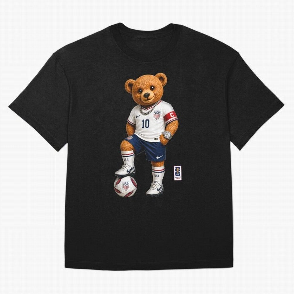 USA Soccer Bear World Cup 2026 Teddy Bear Oversized T-Shirt Carry FIFA World Cup 2026 Group Stage Highlighting Cristiano Ronaldo, Haaland and CR7, England, France and Netherlands Energy, Retro Football Energy, Iconic Rivalries, Trophy Chase Drama