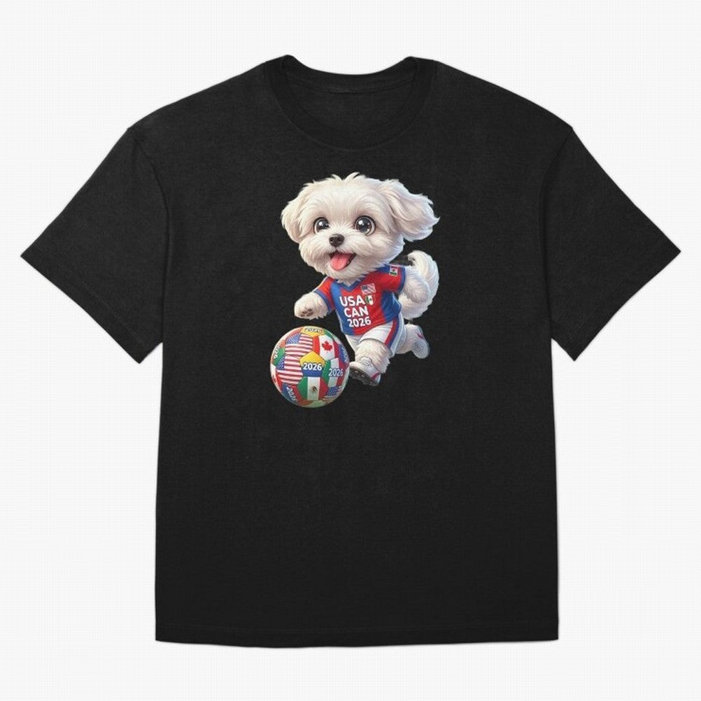 Cute Maltese Soccer Star - FIFA 2026 World Cup Edition Oversized T-Shirt Embrace FIFA World Cup 2026 Group Stage Spirit, Driven by France, Haaland and Mbappe, Soccer Culture, Superstar Moments, National Team Dreams and Competitive Fire; Great for