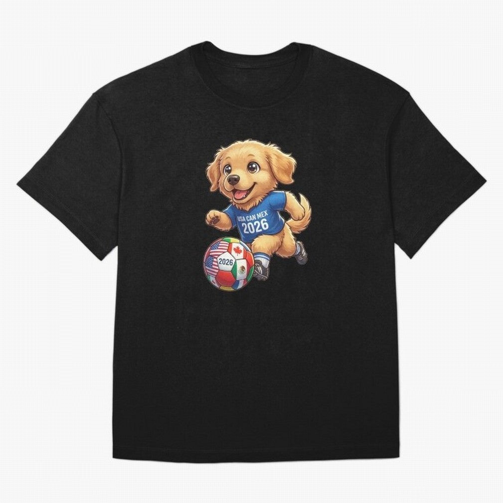 Golden Retriever Soccer Champ - World Cup 2026 Spirit Oversized T-Shirt Celebrate National Team Dreams in Match Day Hype around FIFA World Cup 2026 USA Canada Mexico, CR7, France and Portugal, Match Day Excitement, Supporter Culture, Golden Goals