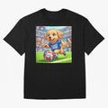 Golden Retriever Soccer Champ - World Cup 2026 Spirit Oversized T-Shirt Honor Football Greatness during Global Football Passion for FIFA World Cup 2026 Group Stage, Capturing Mbappe, France and Portugal, Global Supporter Spirit, Legendary Goals,