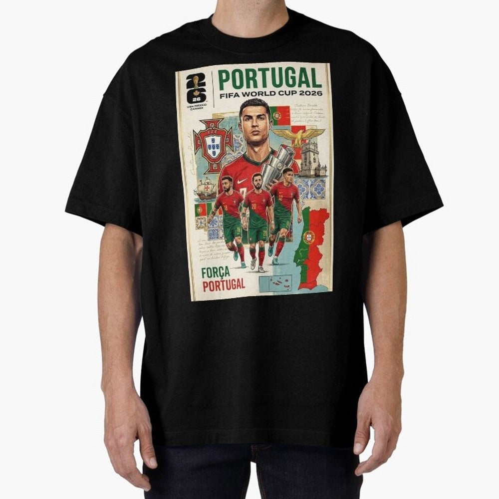 Portugal 2026 ¨C In Search of Glory Oversized T-Shirt Celebrate the Road through FIFA World Cup 2026 Group Stage for Fans of Mbappe and Neymar and Spain, Bringing Football Passion, Legendary Performances, Festival Vibes and Supporter Community;