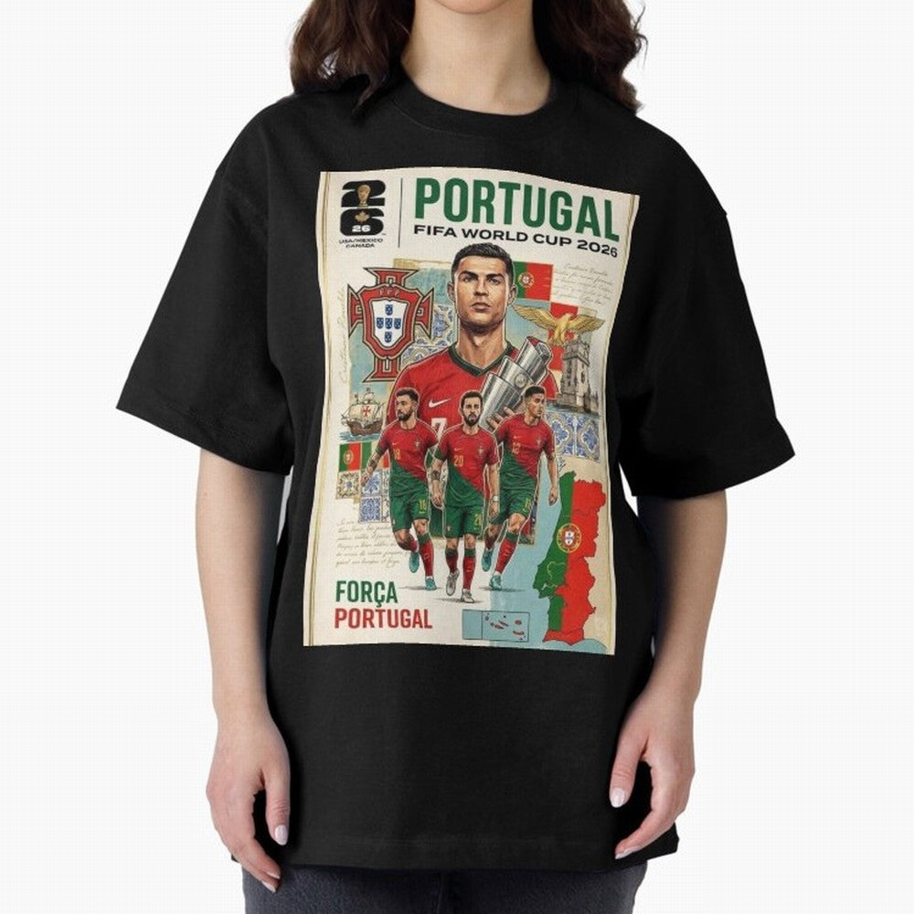 Portugal 2026 ¨C In Search of Glory Oversized T-Shirt Celebrate the Road through FIFA World Cup 2026 Group Stage for Fans of Mbappe and Neymar and Spain, Bringing Football Passion, Legendary Performances, Festival Vibes and Supporter Community;