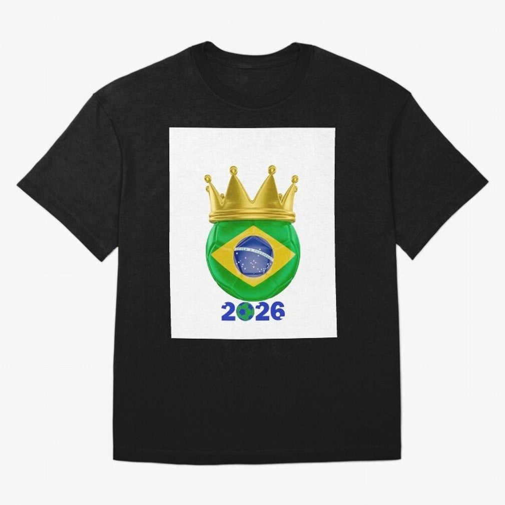 Brazil Football Champion Crown 2026 Oversized T-Shirt Bring International Match Energy to FIFA World Cup 2026 USA Canada Mexico Spirit, Centered on Brazil, Cristiano Ronaldo, Haaland and CR7, Supporter Pride, Iconic Celebrations, Legendary Names