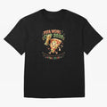 Happy Pizza Character Holding World Cup 2026 Trophy Oversized T-Shirt Bring Retro Soccer Energy to FIFA World Cup 2026 for Fans of Cristiano Ronaldo and Brazil, Portugal and Argentina, Bringing Classic Soccer Heritage, Championship Pressure, Fan