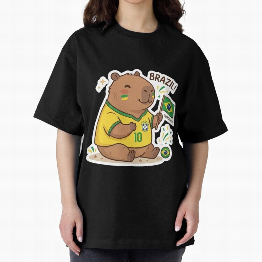 Capivara Torcedora Oversized T-Shirt Join Supporters Worldwide for FIFA World Cup 2026 Group Stage for Fans of Neymar, Haaland and Cristiano Ronaldo and Argentina and Brazil, Bringing Tournament Hype, Historic Matchups, Family Viewing Parties and